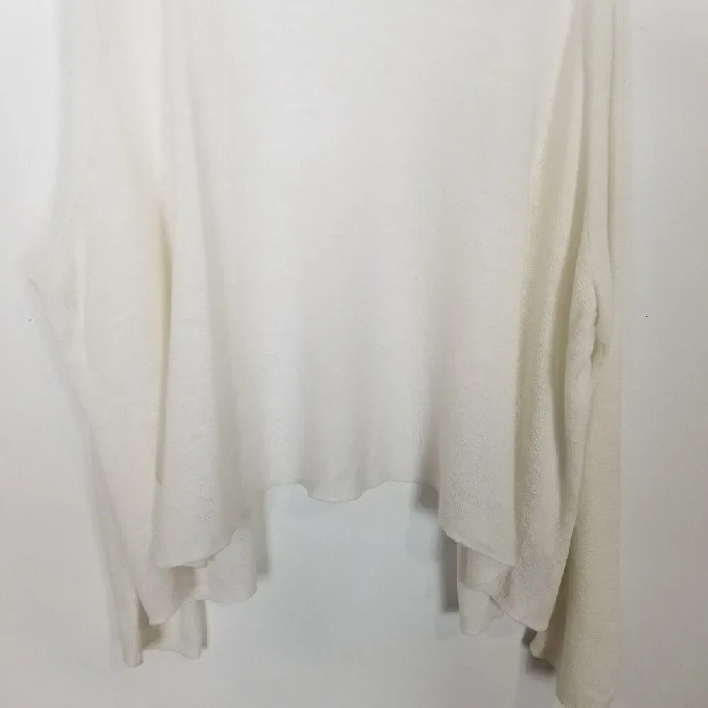 J.Jill Women Plus‎ Linen Blend Cardigan Sweater Sz 3X White Open Front Beach